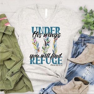 Love in Faith Under His Wing You Will Find Refuge Medium shirt